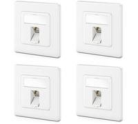4x CAT7 Netzwerkdose 1 Port LAN DSL Dose Anschlussdose + 4x CAT 7 Keystone Jack Weiß