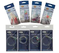 4x Catchy Sea Mackerel Tinsel Fishing Feathers + 4x Sea Rigs Traces Flapper Mixed size Hooks Cod