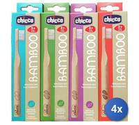 4x Chicco Junior Bamboo Toothbrush 3 Years Made In Italy