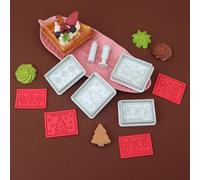 4X Christmas Cookie Pressing Cutter Embossing Mold, Cookies Biscuit Stamps Fondant Press Cutters Mould Printing Clay DIY Baking Tool Cake Pastry Decor