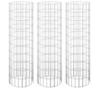 vidaXL Circular Gabion Raised Beds 3 pcs Galvanised Steel Ø30x100 cm, Silver