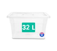 4x Clear Plastic Storage Boxs With Lid Space Saving Home Office Strong Stackabl