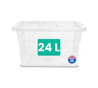 4x Clear Plastic Storage Boxs With Lid Space Saving Home Office Strong Stackabl