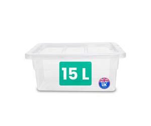 4x Clear Plastic Storage Boxs With Lid Space Saving Home Office Strong Stackabl