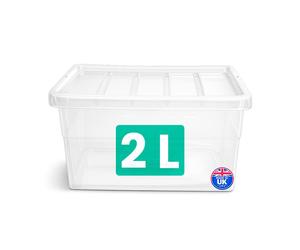 4x Clear Plastic Storage Boxs With Lid Space Saving Home Office Strong Stackabl