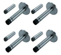 4x Coat Hook on Concealed Fix Rose Rubber Tip 93mm Projection Satin Steel
