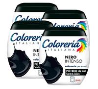 4x Coloreria Italiana Fabric Dye for Clothes in Washing Machine Intense Black Formula All in One - 4 Single Pack