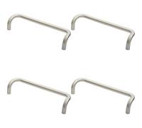 4x Cranked Door Pull Handle 19mm Dia 300mm Fixing Centres Satin Steel