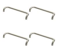 4x Cranked Pull Handle 480 x 30mm 450m Fixing Centres Satin Stainless Steel