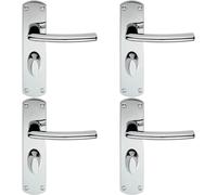 4x Curved Bar Lever on Bathroom Backplate Door Handle 170 x 42mm Polished Chrome