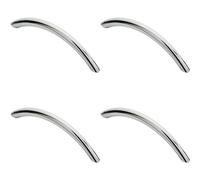4x Curved Bow Cabinet Pull Handle 119 x 10mm 96mm Fixing Centres Chrome