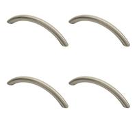 4x Curved Bow Cabinet Pull Handle 119 x 10mm 96mm Fixing Centres Satin Nickel