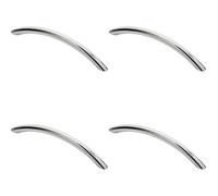 4x Curved Bow Cabinet Pull Handle 153 x 10mm 128mm Fixing Centres Chrome