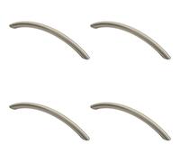 4x Curved Bow Cabinet Pull Handle 153 x 10mm 128mm Fixing Centres Satin Nickel