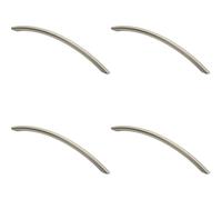 4x Curved Bow Cabinet Pull Handle 226 x 10mm 192mm Fixing Centers Satin Nickel