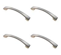4x Curved Bow Pull Handle 183 x 26mm 160mm Fixing Centres Satin Nickel