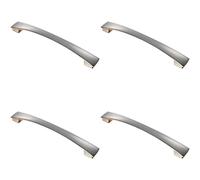 4x Curved Bow Pull Handle 218.5 x 26mm 192mm Fixing Centres Satin Nickel