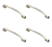 4x Curved Bridge Pull Handle 207 x 14mm 160mm Fixing Centres Polished Chrome