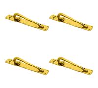 4x Curved Left Handed Door Pull Handle Engraved with 'Pull' Polished Brass