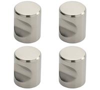 4 Pack | Cylindrical Cupboard Door Knob - 20mm Diameter - Polished Stainless Steel Handle | Small Cupboard Door Knob - Wardrobe Cabinet Pull Handle - Suitable for Lightweight Internal Doors
