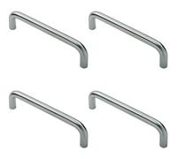 4x D Shape Cabinet Pull Handle 106 x 10mm 96mm Fixing Centres Satin Steel
