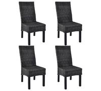 4x Dining Chair Kubu Rattan and Mango Wood Black Kitchen Furniture Seat vidaXL