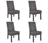 4x Dining Chair Kubu Rattan and Mango Wood Brown Kitchen Furniture Seat vidaXL