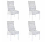 4x Dining Chairs Kubu Rattan and Mango Wood White Kitchen Seat vidaXL