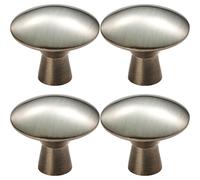 4x Disc Shaped Cabinet Door Knob on Tapered Stem 27mm Dia Satin Nickel