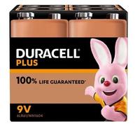 Duracell Plus 9V Alkaline Batteries - Pack of 4