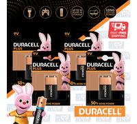 4x DURACELL 9V Plus Power Alkaline Batteries DURALOCK 6LR61 MN1604 Longest Expir