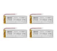 4X EEMB 3.7V Lipo Battery 3700mAh 103395 Rechargeable Lithium Polymer ion Battery Pack with JST Connector (UL Certified for Cell) Make Sure Device Polarity Matches with Battery Before Purchase!