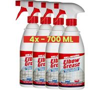 4x Elbow Grease Mould and Mildew Stain Remover Spray 700ml Powerful Bleach Cleaner for Bathrooms Kitchens Tiles and Outdoor Surfaces