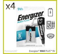 4x Energizer Max Plus 9V Block Square Battery Longest Lasting Alkaline 9V Alarm
