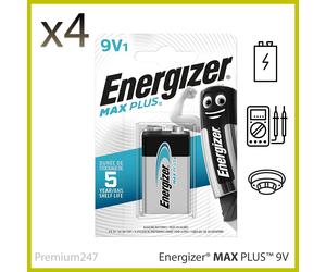 4x Energizer Max Plus 9V Block Square Battery Longest Lasting Alkaline 9V Alarm
