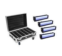 4x Eurolite AKKU Bar-6 6 x 8W RGBW LED Tiltable Batten Mood Lighting Battery + Case
