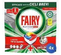 4x Fairy Tabs Dishwasher 17 Pieces Platinum Plus Lemon Made In Italy