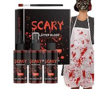 4x Fake Halloween Blood Set,Scary Stage Blood Makeup Props - Realistic Halloween Fun Makeup Plasma Set for Makeup Gathering, Stage, Horror Movie