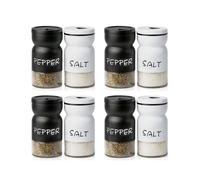 4X Farmhouse Salt and Pepper Shakers Set with Adjustable Lids, Modern Home Country Kitchen Decor, Cute Shaker Set
