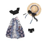 4x Fashion 1/6 Top And Skirt Hat Underwear Clothes, Miniature Clothing Suit for 12 Inch Female Action Figures, Blue 4Pcs
