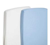 4X Fitted Sheets Compatible with Chicco Next 2 Me 100% Cotton -White/Blue