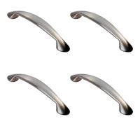 4x Flared Cabinet Pull Handle 165.5 x 23mm 128mm Fixing Centres Satin Nickel