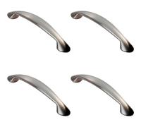 4x Flared Cabinet Pull Handle 165.5 x 23mm 128mm Fixing Centres Satin Nickel Loops Metallics One Size