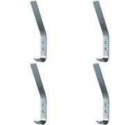 4x Flat Bar One Piece Hat & Coat Hook 60mm Projecion Satin Stainless Steel Loops Metallics One Size