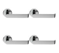 4x Flat Faced Lever on Concealed Fix Round Rose 50.5mm Diameter Polished Chrome