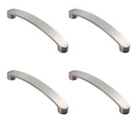 4x Flat Fronted Bow Pull Handle 140 x 12mm 128mm Fixing Centres Satin Nickel