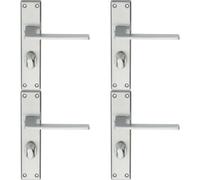 4x Flat Straight Lever on Bathroom Backplate Handle 180 x 40mm Satin Chrome