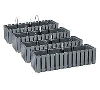 4x Flower Box Flower Pot With Brackets - 58 x 18 x 16.2 cm - Plant Pot Irrigation System Balcony Box Planters, Grey