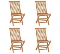 vidaXL 2x Solid Teak Wood Folding Garden Chairs Outdoor Seating Furniture