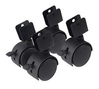 4X Furniture Castor Wheels,1Inch Nylon Plastic Replacement Caster,U-Shaped Bracket Swivel Wheels,Swivel Casters with Brake,Quiet Rolling,for Small Shelf and Furniture,Black(18mm)